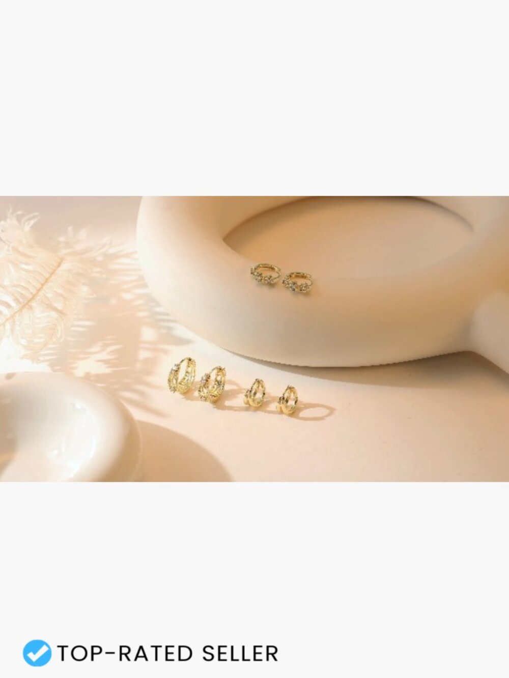 Heart Hoop Earrings Lightweight Hypoallergenic 14K Gold Plated for Women Trendy - Picture 7 of 7